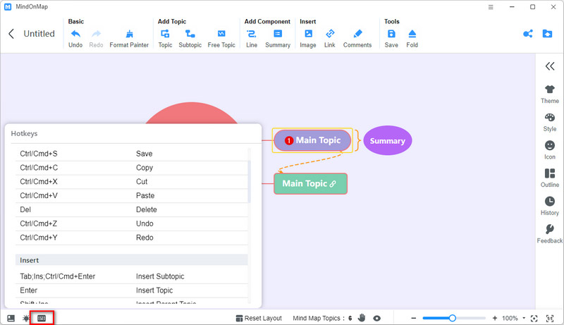 Mindonmap Hotkey જાણો