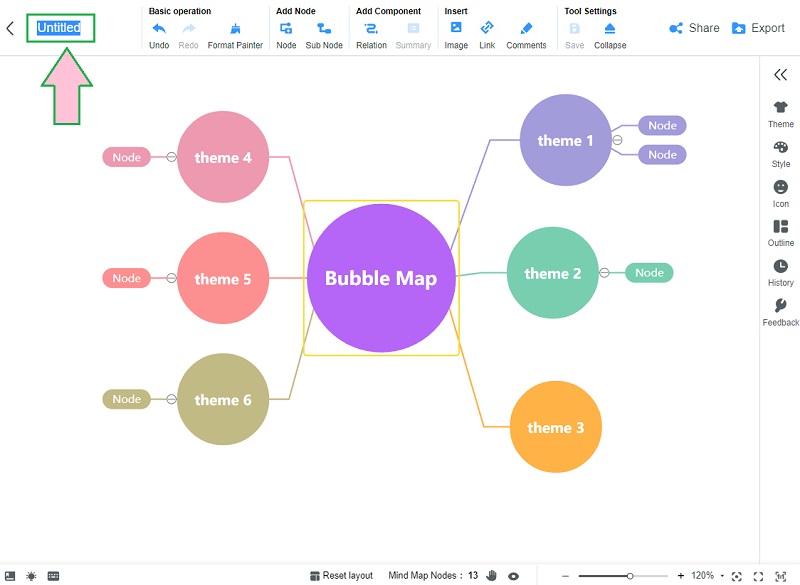 Bubble Map Naziv MindOnMap