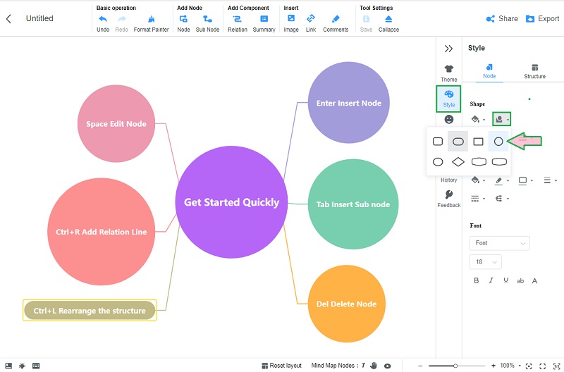 Bubble Map รูปร่าง MindOnMap