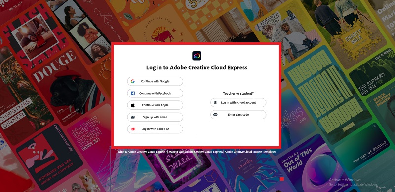 संकल्पना नकाशा Adobe साइन अप