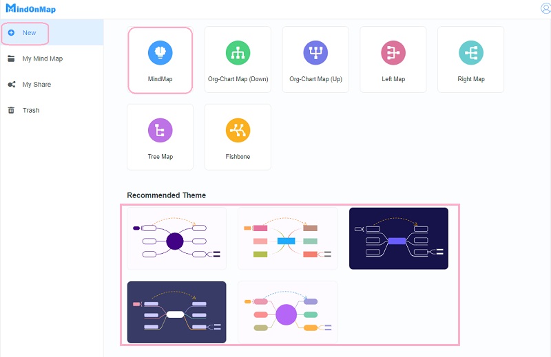 Maak een mindmap in Visio MindOnMap Temp