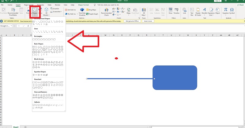 Fishbone-Diagramm Excel-Formen