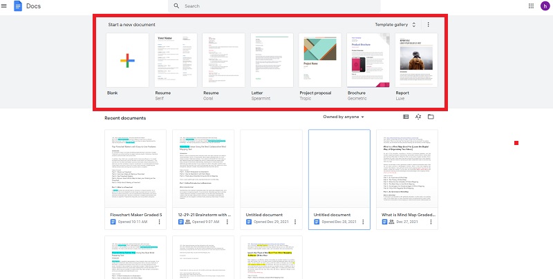 Abre Google Docs de Flowchart Maker