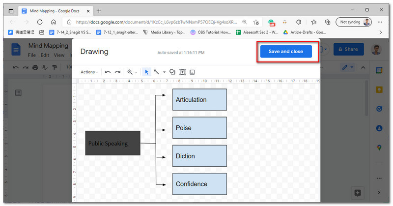 Google Docs Gorde eta Itxi