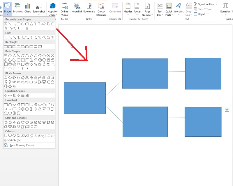 Maak een mindmap in Word Start