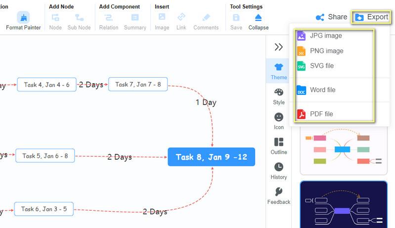 រក្សាទុកគម្រោង MindOnMap