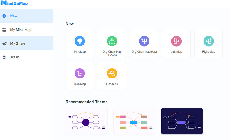 MindOnMap Seleziona il tema