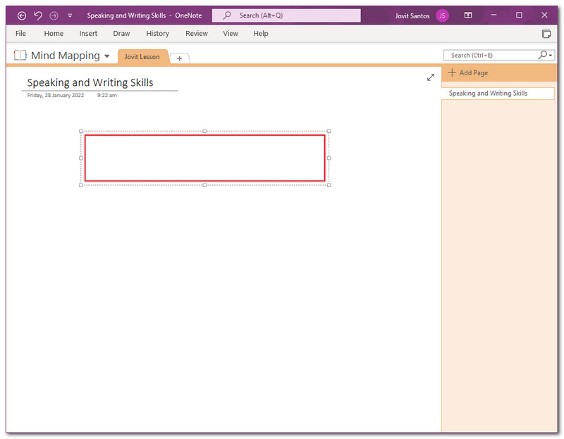 OneNote ક્લિક કરો અને આકાર ઉમેરો પકડી રાખો