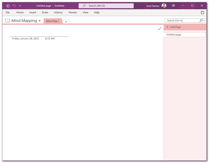 OneNote interfejs