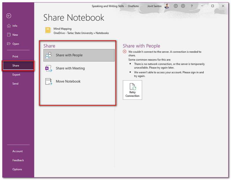 Поделиться OneNote