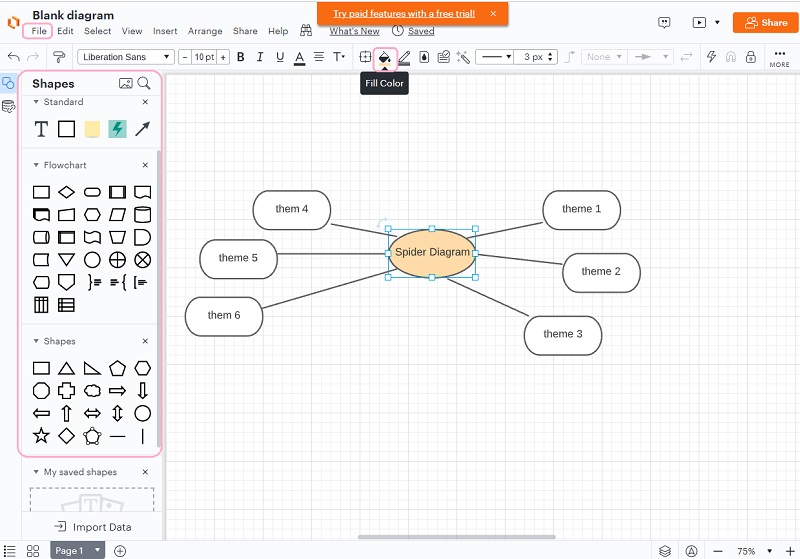 Spider diagramm Lucid Create