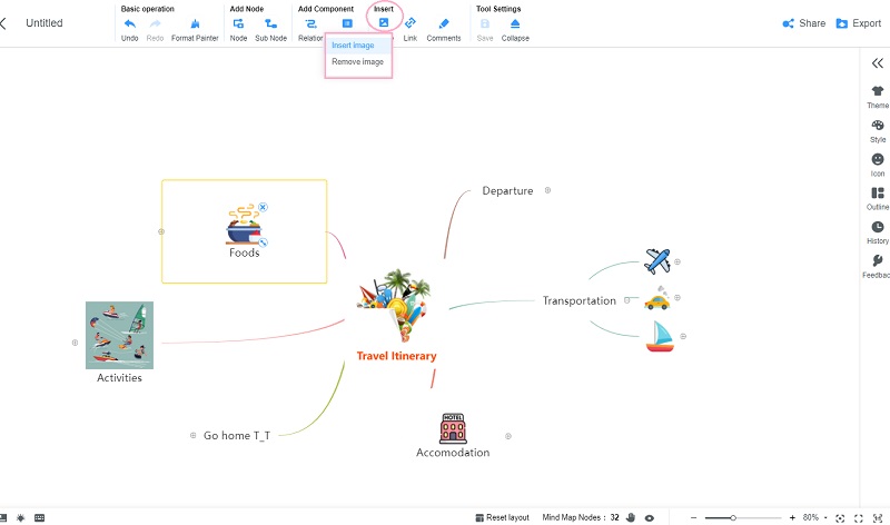 Pavoučí diagram myšlenkové mapy Vložit obrázek