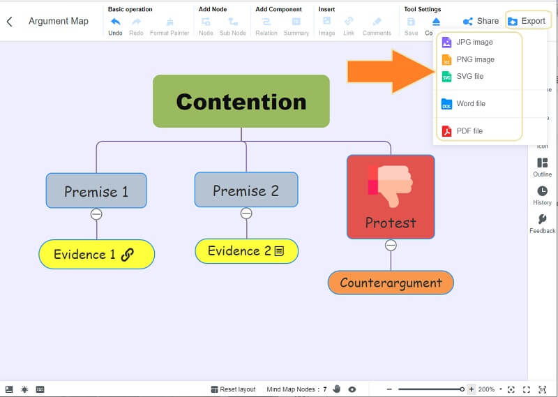 Argument MindOnMap-Export