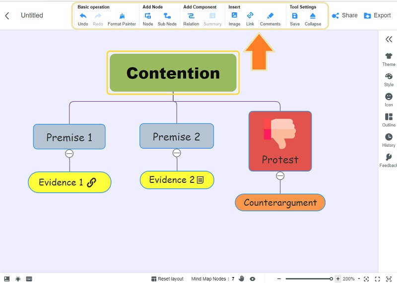 Argument MindOnMap infoga