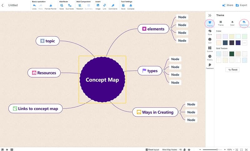 Fondo de mapa mental conceptual de Google Docs