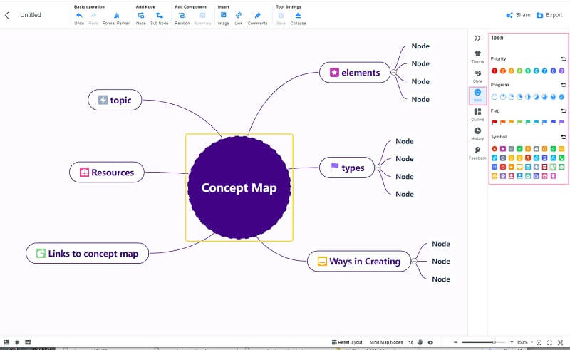 Icona de mapa mental conceptual de Google Docs