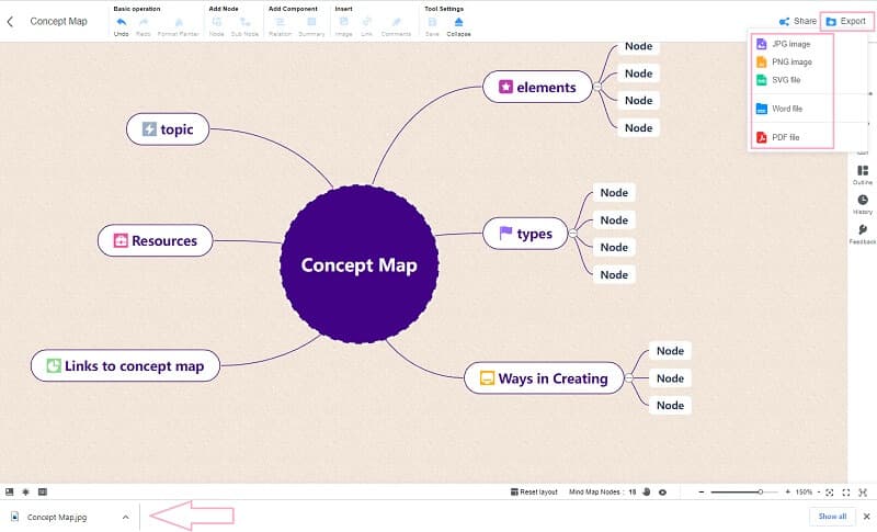 Plano de fundo do mapa mental do conceito do Google Docs