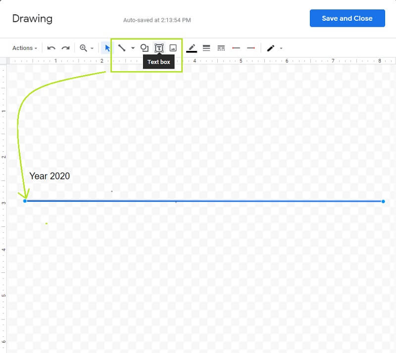 Elementos da cronoloxía de Google Docs