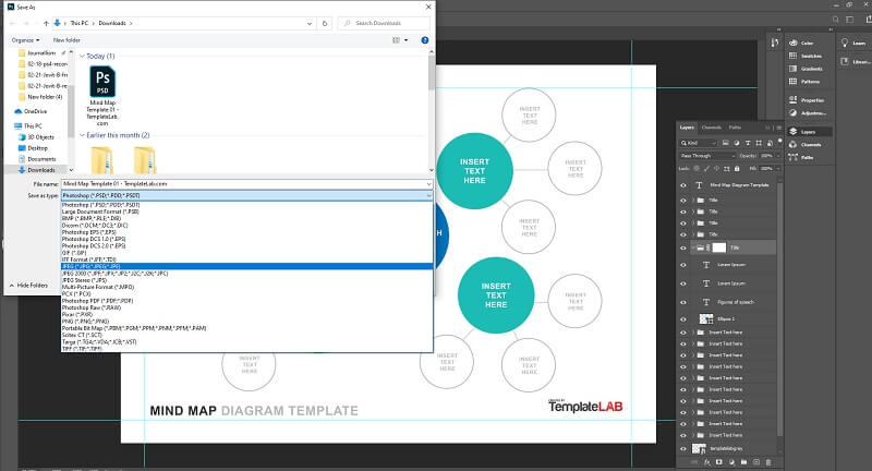 შექმენით Mind Map Photoshop Save-ში