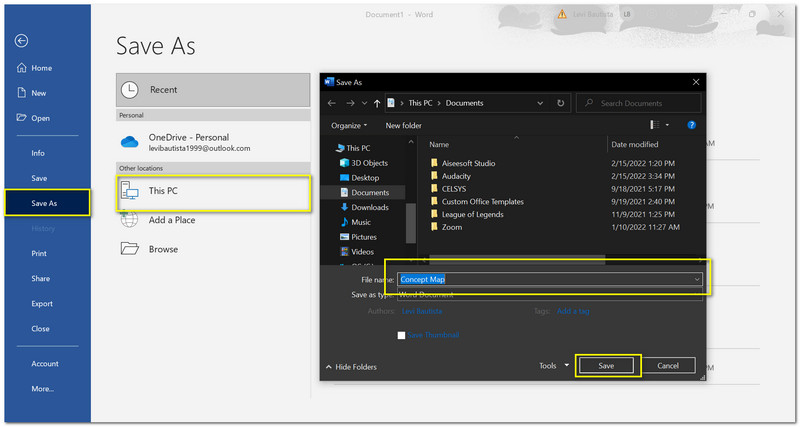 Guardar mapa de Microsoft Word