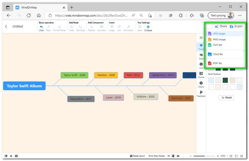 Export MindOnMap