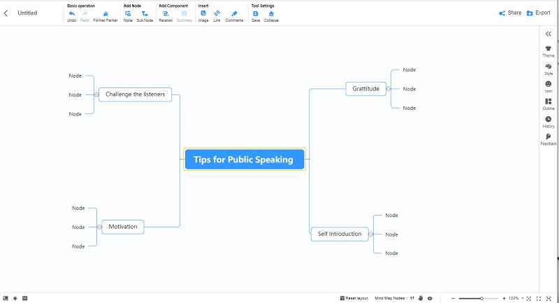 මනස සිතියම් ඉදිරිපත් කිරීම MindOnMap නෝඩ්