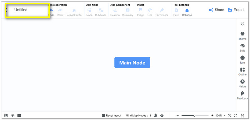 MindOnMap အမည်ထည့်ပါ။