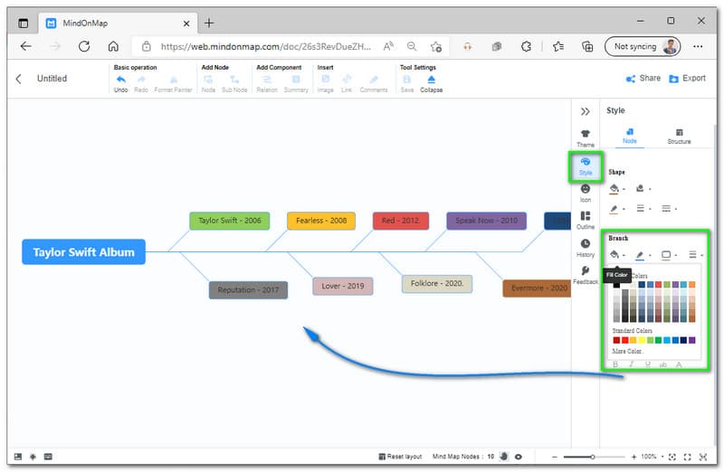 MindOnMap បំពេញពណ៌