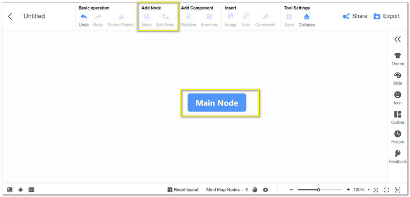 MindOnMap 메인 노드