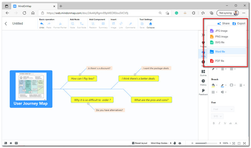 MindOnMap экспорты