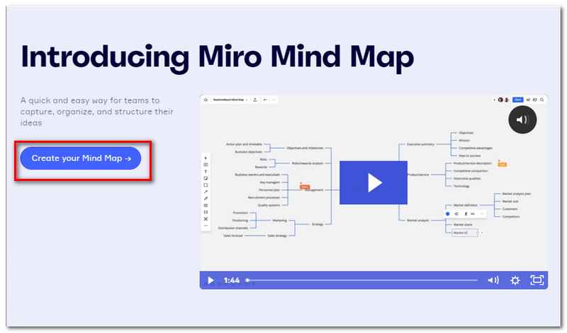 Miro MindMap kūrimas