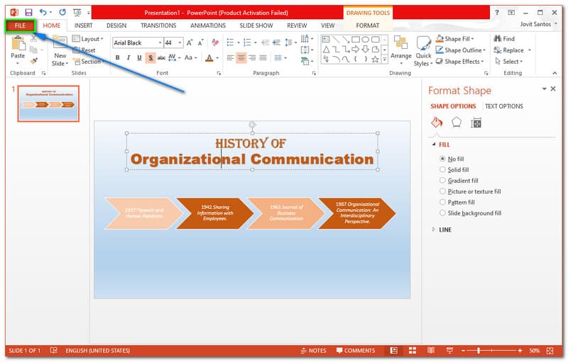 PowerPoint File Tab