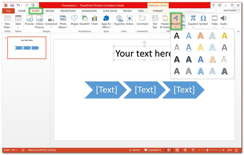 PowerPoint SmartArt Basic Timeline Textul principal