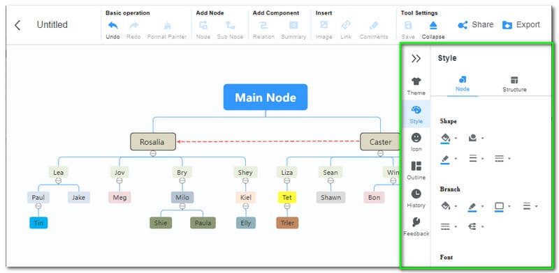 MindOnMap रङ थप्नुहोस्