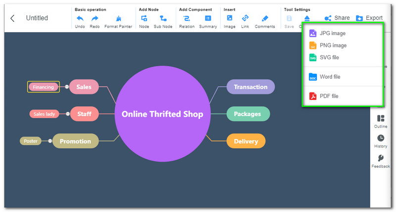 Tema d'exportació MindOnMap