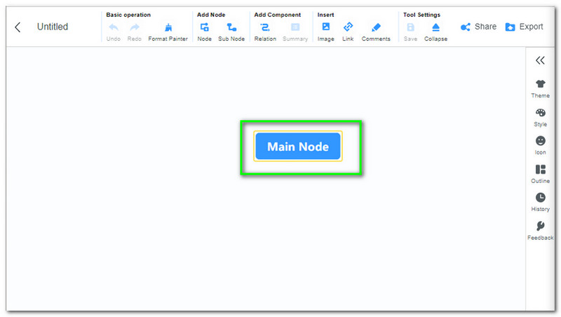 MindOnMap প্রধান নোড