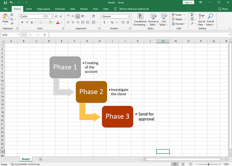 ដំណើរការផែនទី Excel ទីពីរ