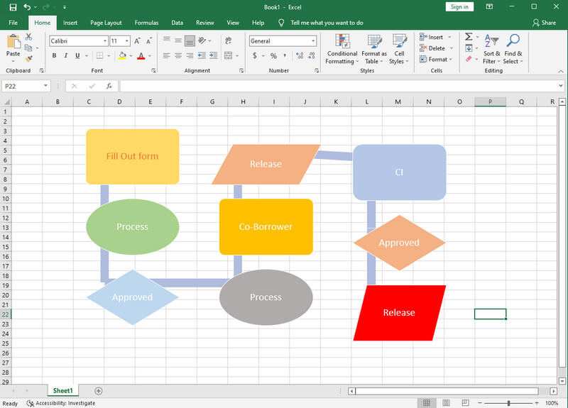 ដំណើរការផែនទី Excel