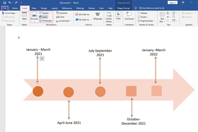 Timeline Word Insert