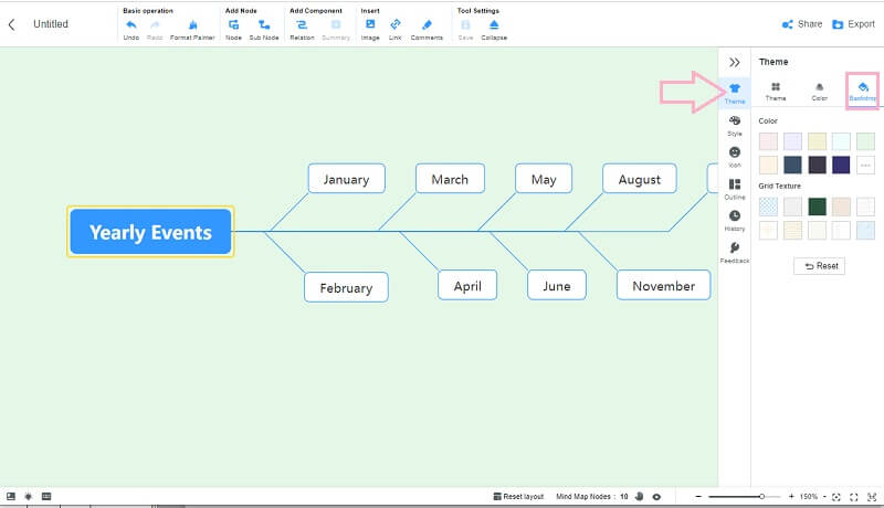 បន្ទាត់ពេលវេលា Word Mind Map Back Drop