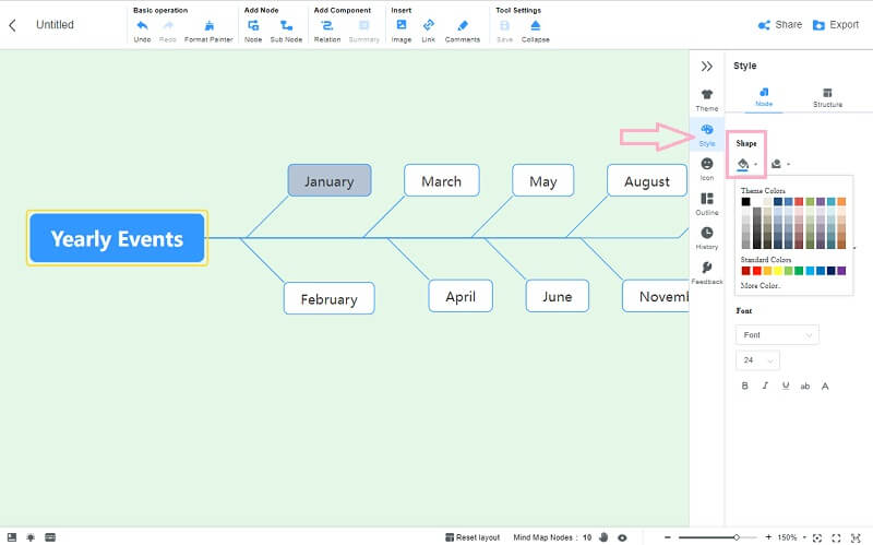 Timeline Word Mind Map Farve