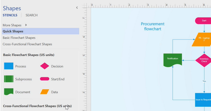 Engadir formas de diagrama de fluxo