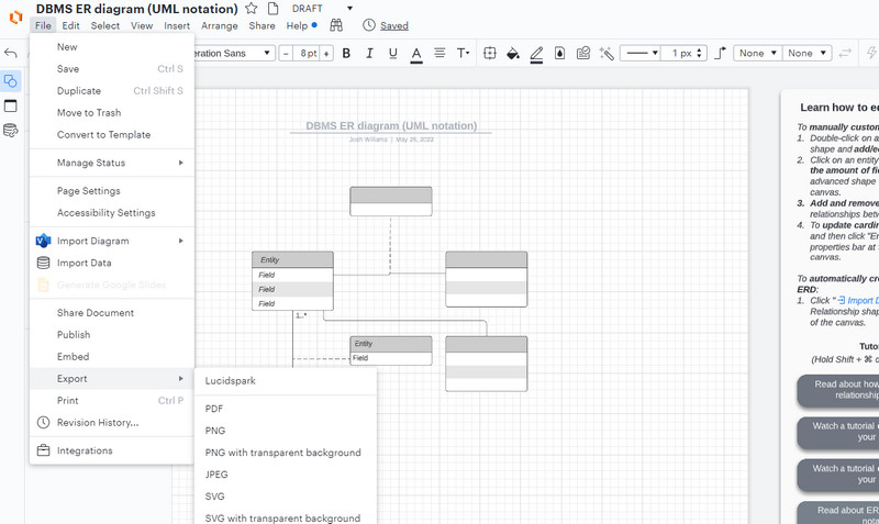 Exportieren Sie das Diagramm