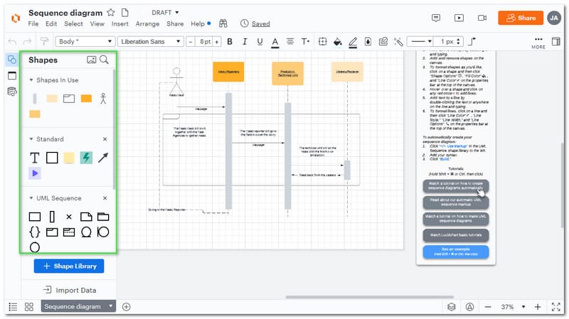 Lucidchart මූලද්‍රව්‍ය පෙළ