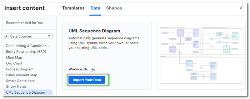 Lucidchart Importa o teu Dat