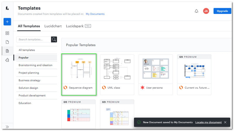 LucidChart sekvensdiagram MM