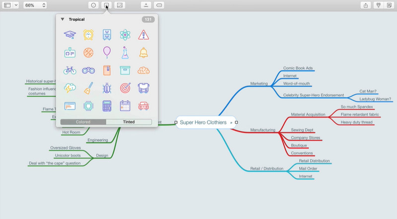 MindNode-gebruikersinterface