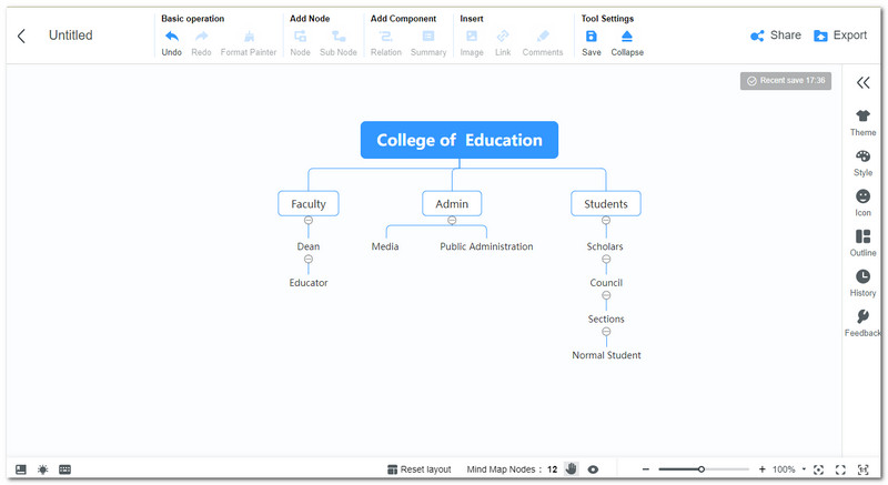 Заполнение объекта MindOnMap