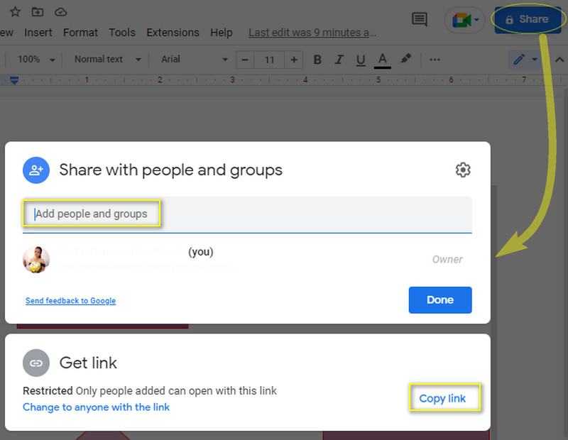 Споделете Google Doc