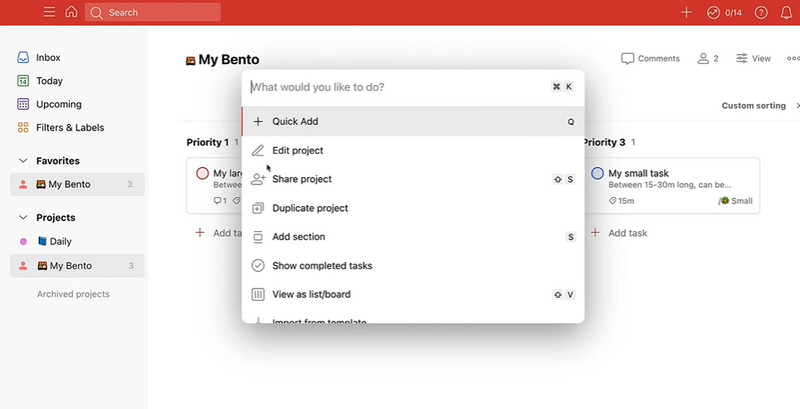 Interfejs Todoist